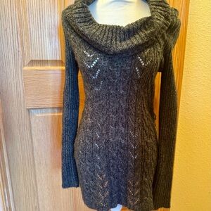 Cozy Charcoal Long Sleeve Knit Dress